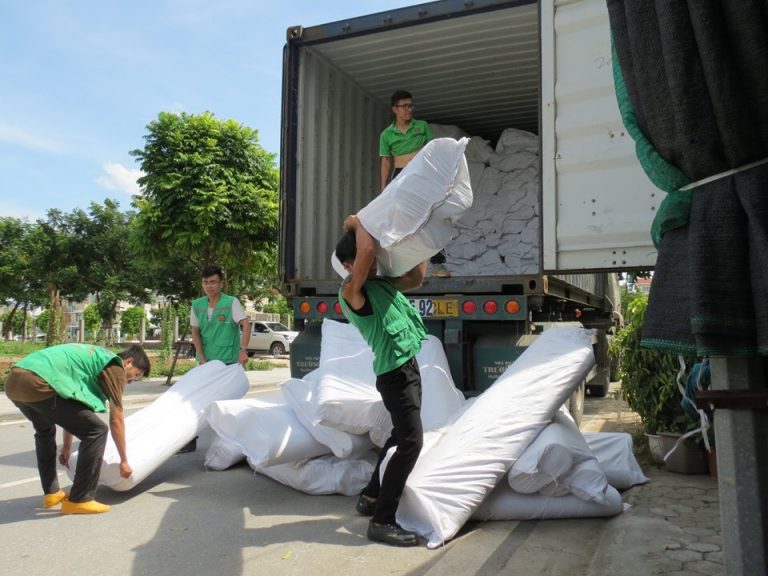 Hình ảnh bốc xếp hàng tại một kho bãi của doanh nghiệp
