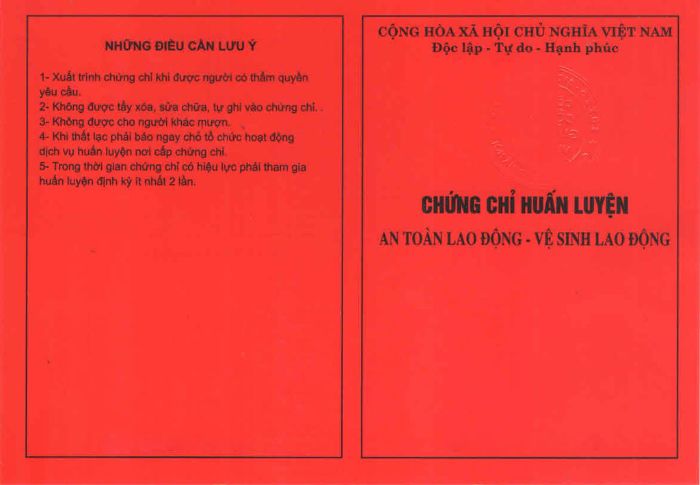 chứng chỉ an toàn lao động