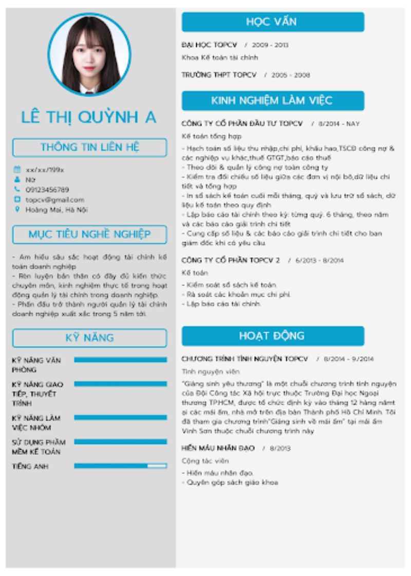 Phần nêu về quá trình công việc cụ thể
